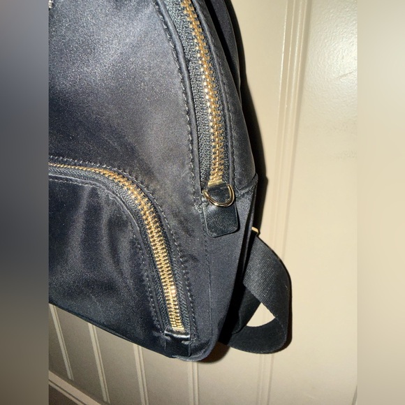 Kate Spade New York Nylon Mini Backpack Purse Black Gold - Picture 5 of 8